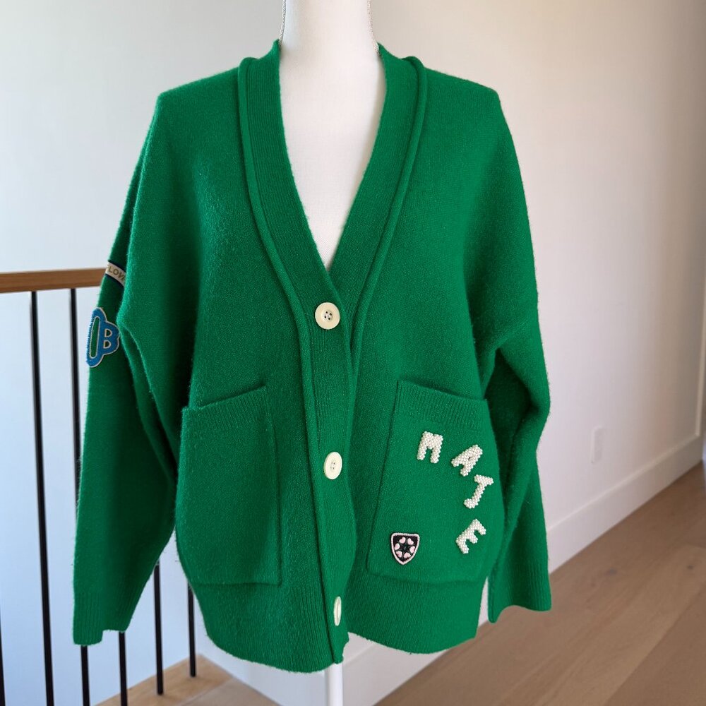 Maje knit cardigan sweater oversized green